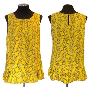 Rose & Olive - Sleeveless Floral Ruffle Trim Top - Medium